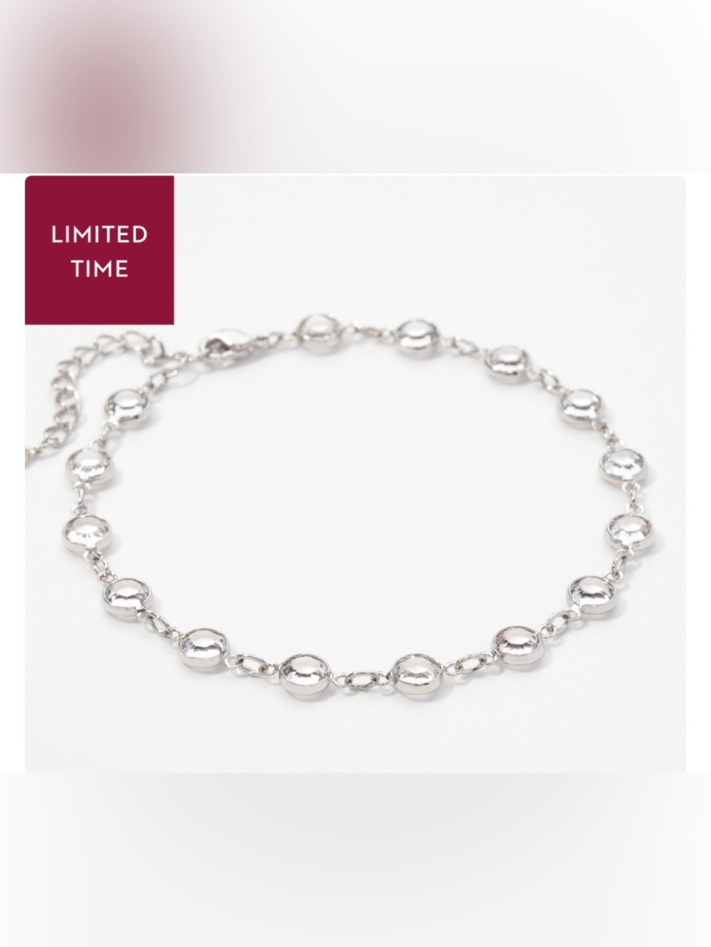 Touchstone Crystal Chanelle Anklet rhodium plated with bezel set crystals BNIB